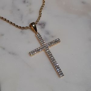 Gold plated cross necklace gold